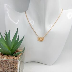 Cancer Gold Tone Star Sign Necklace Astrology Minimalist Contemporary Simple